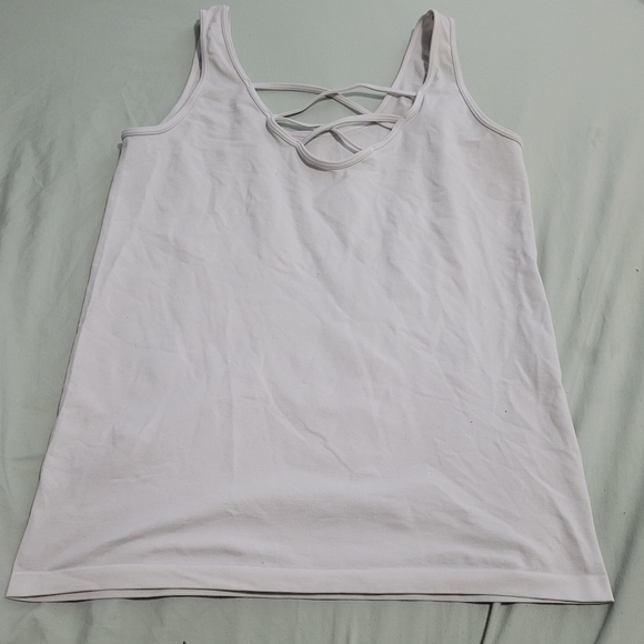 White Nylon Cami with Cross Strap Detail - Size L - Picture 2 of 4